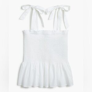 J.Crew White Smocked Top with Bow Straps